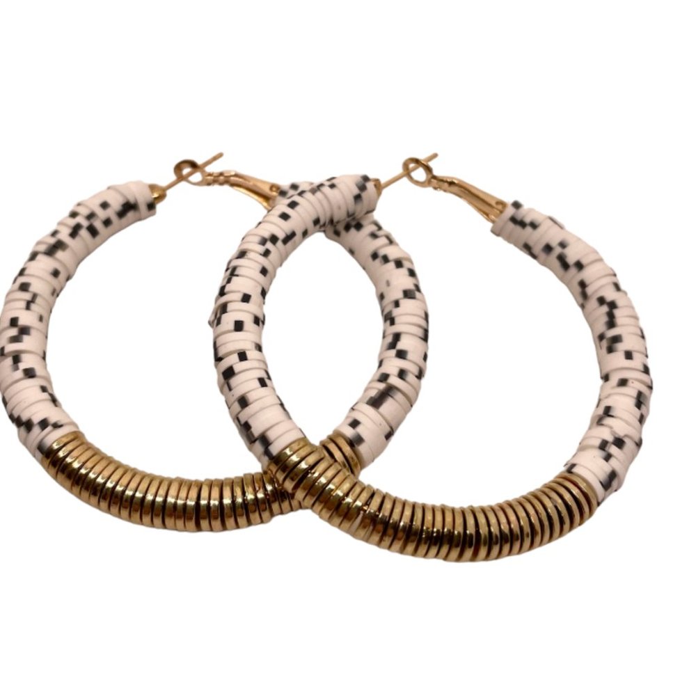 ⭐️✨ FREE Clay Beaded Hoop Peasant Minimal Modern Art Farm Boho Minimal Earrings